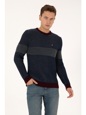 U.S. Polo Assn. Erkek Slim Fit Bisiklet Yaka Lacivert Kazak 50314958-VR033
