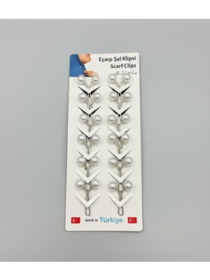 İğne İzi 12 Adet Şal Eşarp Klipsi-Boncuklu Şal Klipsi – Kaymaz Tutucu