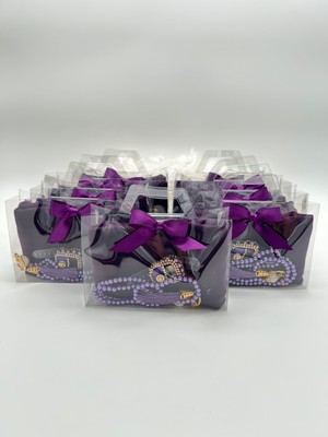 10 Adet Çanta Görünümlü Kutu Içinde Flamlı Örtü, Inci Tesbih ve Taşlı Zikirmatik Hediyelik Set