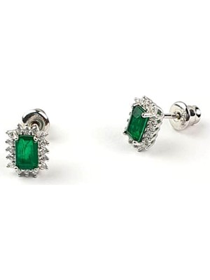 Ose Shop Minimal Skydiamond green creative rubies 925 ayar gümüş  küpe