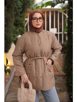 İmaj Butik Vizon Kapitone Desenli Astarlı  Çıtçıtlı Ceket