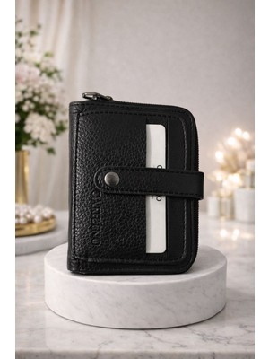 Huma Butik Takı Aksesuar Siyah Fermuarlı & Çıtçıtlı Mini Cüzdan