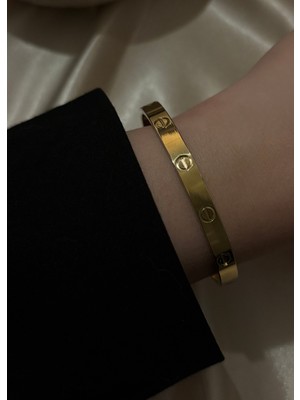 Cuff Altın Kaplama Çelik Kelepçe Bileklik