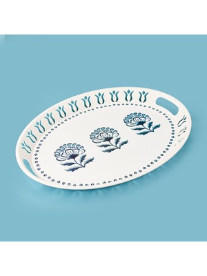 Evidea Kitchen Blue Flower Tepsi - Renkli - 50X38 cm