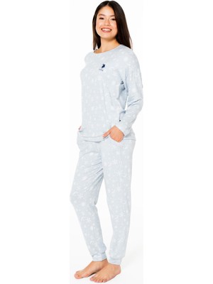 U.s. Polo Assn. Kadın Ince Polar Ev Giyim Pijama Takım-Mavi-Xl