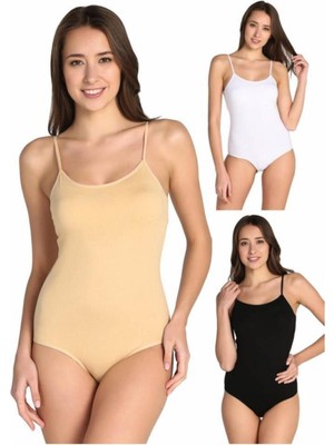 Tutku 3'lü Paket Likralı Ip Askılı Zıbın Kadın Çıtçıtlı Body