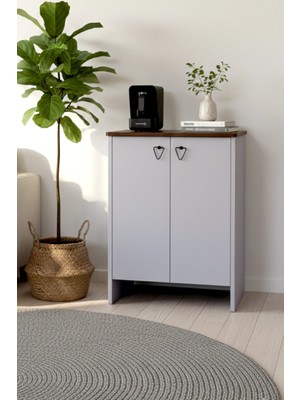 Serçe Design 2 Kapaklı Çok Amaçlı Dolap Kahve Dolabı Kahve Köşesi Dolabı 82 cm