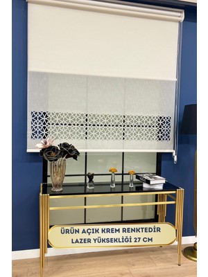 Volper Mekanik  VP1020 Çift Mekanizmalı Lazer Kesim Tül ve Stor Perde Açık Krem Renk
