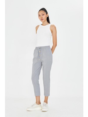 Tiffany & Tomato Lastikli Düğmeli Havuç Kesim Pantolon - Gri