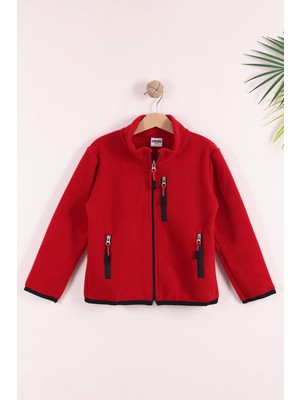 Monox Çocuk Lastik Manşetli Fermuarlı 3 Cepli Unisex Polar Ceket