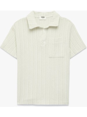 Koton Tek Cepli Dokulu Kısa Kollu Polo Yaka Tişört