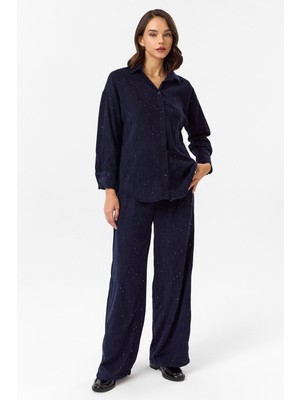 Tiffany & Tomato Çizgili Pullu Pantolon