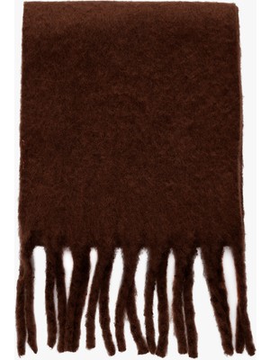 Koton Püsküllü Yumuşak Dokulu Yün Karışımlı Uzun Atkı