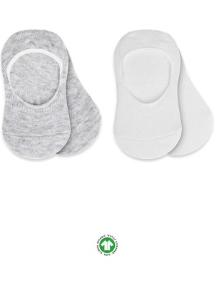 Bistyle 2'li Penye Babet Silikonlu Basic Çorap 30104 Gri Beyaz