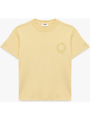 Koton Pamuklu Kısa Kollu Bisiklet Yaka Baskılı Oversize Tişört