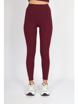 Softandbasic Slım Fit Toparlayıcı ve Esnek Bordo Premium Kumaş Spor Günlük Rahat Tayt