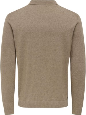 Only & Sons Onslouı Reg 12 Ls Mel Polo Knıt Noos Erkek Kahverengi T-Shirt - 22033758
