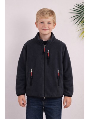 Monox Çocuk Lastik Manşetli Fermuarlı 3 Cepli Unisex Polar Ceket