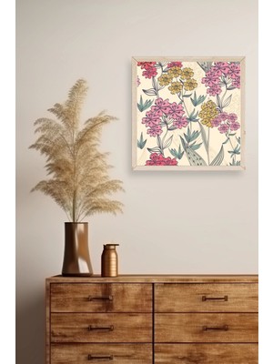 Marsilyan Çiçekler Ahşap Çerçeveli Tablo 42 x 42