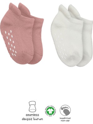 Bistyle 2'li Altı Havlu Sneakers Kaymaz Çorap 20501 Ekru Pudra