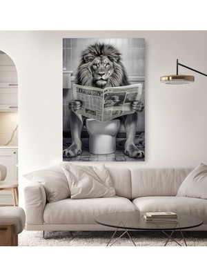Özkacar Group Wc Komik Aslan Restorant Cafe  Ev Duvar Salon Dükkan Dekarasyon Kanvas Tablo