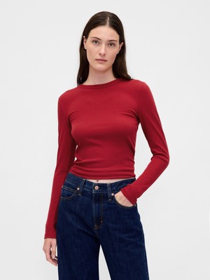 Gap Kadın Koyu Kırmızı Modern Shrunken T-Shirt