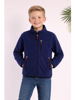 Monox Çocuk Lastik Manşetli Fermuarlı 3 Cepli Unisex Polar Ceket