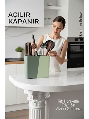 Marsilyan Akıllı Sürgülü Bıçaklık ve Kaşıklık Organizeri - Ayarlanabilir Tezgah Üstü Mutfak Düze