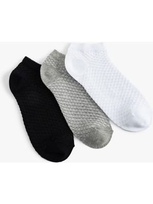 Koton 3'lü Patik Çorap Seti Çok Renkli Dokulu