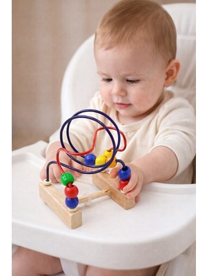 Zuzu Toys Ahşap Mini Eğitici ve Zeka Koordinasyon Boncuklu Mama Sandalyesi Oyuncağı