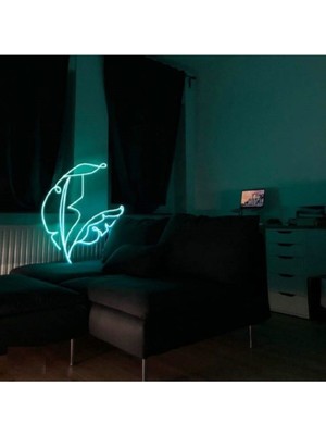 Mohikan Kartal Tüyü Oturan Boğa Kızılderili Kabile Şefi Neon LED Işık Gece Lambası 50 cm
