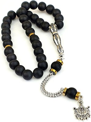 Hematit Taş Detaylı Mat Oniks Taşlı Çelik Imameli Tasarım Tesbih