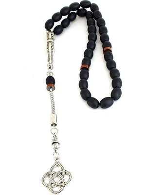 Hematit Taş Detaylı Mat Oniks Taşlı Çelik Imameli Tasarım Tesbih