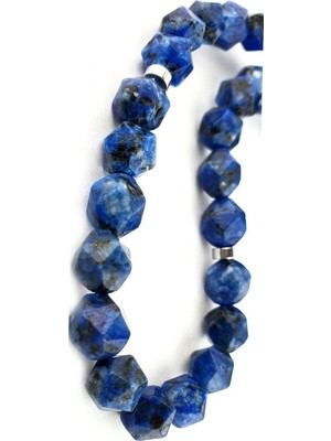 Lapis Lazuli Taşlı Çelik Püsküllü Tasarım Doğal Taş Tesbih