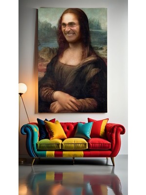 Özkacar Group Komik Mona Lisa Ev Duvar Salon Güzellik Salonu Ofis Dükkan Dekorasyon Kanvas Tablo