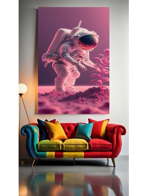 Özkacar Group Çiçek Koparan Astronot V1 Ev Duvar Salon Güzellik Salonu Ofis Dükkan Dekorasyon Kanvas Tablo