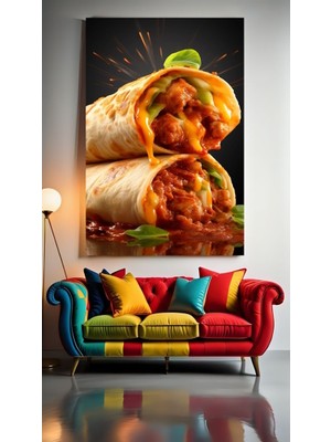 Özkacar Group Bol Soslu Dürümler Ev Duvar Salon Güzellik Salonu Ofis Dükkan Dekorasyon Kanvas Tablo
