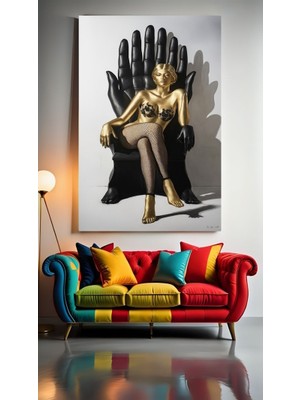 Özkacar Group Modern Sanat Altın Kadın Ev Duvar Salon Güzellik Salonu Ofis Dükkan Dekorasyon Kanvas Tablo