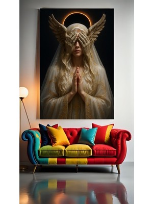 Özkacar Group Dua Eden  Melek V1 Ev Duvar Salon Güzellik Salonu Ofis Dükkan Dekorasyon Kanvas Tablo