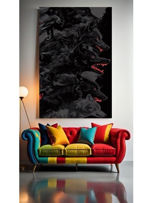 Özkacar Group Vahşi Kurt 1 Ev Duvar Salon Güzellik Salonu Ofis Dükkan Dekorasyon Kanvas Tablo