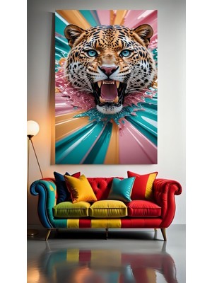 Özkacar Group Renkli Vahşet 1 Ev Duvar Salon Güzellik Salonu Ofis Dükkan Dekorasyon Kanvas Tablo