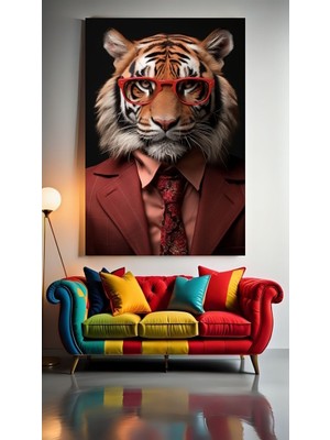 Özkacar Group Takım Elbiseli Vahşi 1 Ev Duvar Salon Güzellik Salonu Ofis Dükkan Dekorasyon Kanvas Tablo