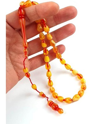 Kehribar Damla Kesim El Yapımı Tesbih