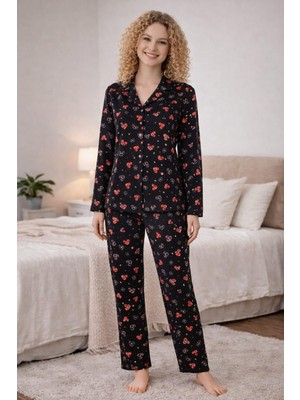 Pemilo Kadın 0587 Uzun Kol Süet Pijama Takımı