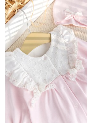 Babymod Dantel Süslemeli Pamuklu Kız Bebek Tulum