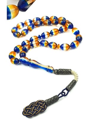 Kehribar Gümüş Kazaz Püsküllü Tesbih