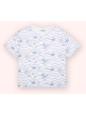 Panço Erkek Çocuk Baskı Detaylı Beyaz Tişört