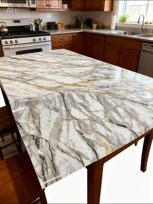 Çiftçi Plasmar Mermer Desenli - Şık Kalın Desenli Pvc 1,2 mm Masa Örtüsü