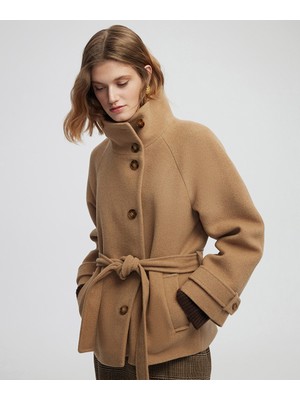 İpekyol Kuşaklı yün içerikli kaban IW6250008107027