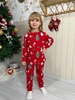 Yiğit Butik Yılbaşı Temalı Kız Çocuk Pijama Takımı